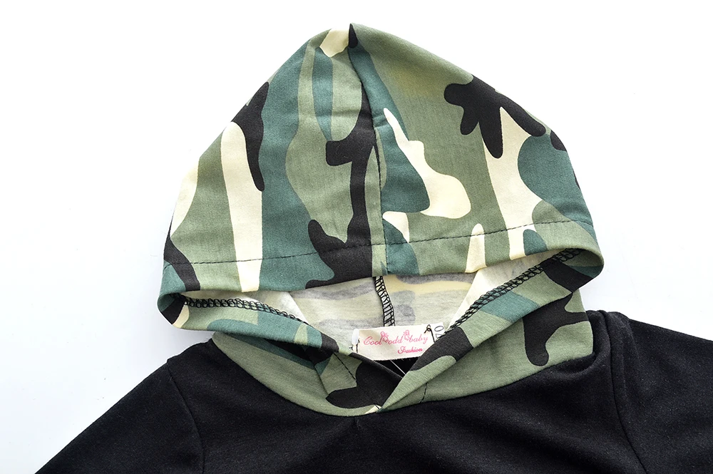 Комплект камуфляжной одежды для маленьких мальчиков хлопковые топы с капюшоном