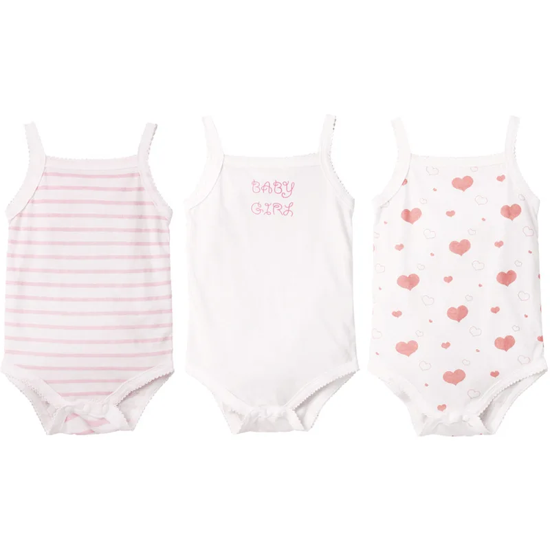 Pink hearts girl Летняя одежда для малышей Детский комбинезон для новорожденных, хлопковый комбинезон, мягкая одежда для мальчиков жилет без рукавов для девочек, ropa bebe - Цвет: Pink hearts girl