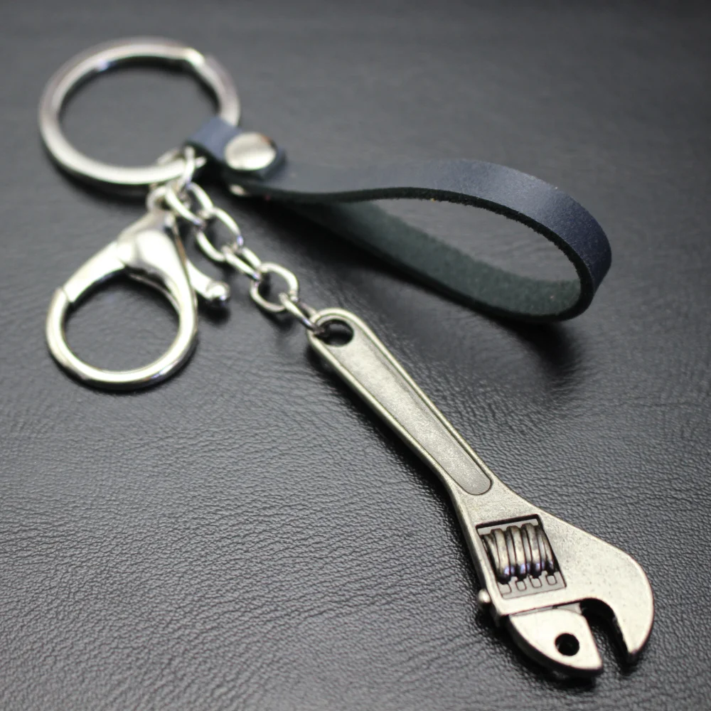 Skull Spanner Cow Leather KeyChain Hook Buckle Keyrings Skeleton Logo Pendant Car Key Holder Bag Hang Outdoor Gift | Украшения и