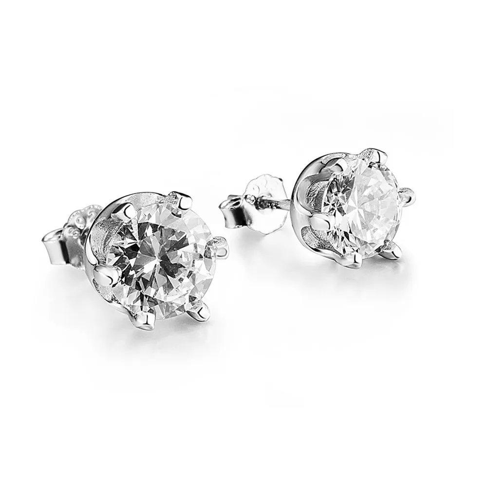 Женские серьги из серебра 925 пробы с фианитом|stud earrings|earring studs earringsheart crystal stud earrings |