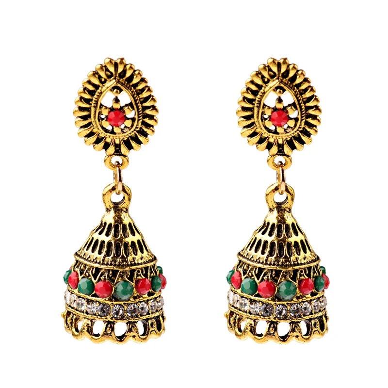 DOUVEI, винтажные золотые индийские серьги для женщин, Jhumka, серьги, классические, Роскошные, массивные, полые серьги ohringe HXE076 - Окраска металла: Style 2