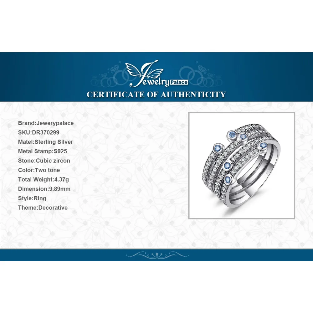 Jewelrypalace 925 стерлингов Серебряные кольца Cubic Zirconia Wedding Band Обручение Ring коктейльные
