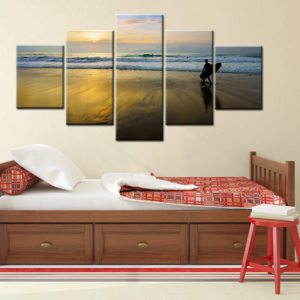 Красный Сумерки закат стены граффити Печать на холсте досок для серфинга пейзаж