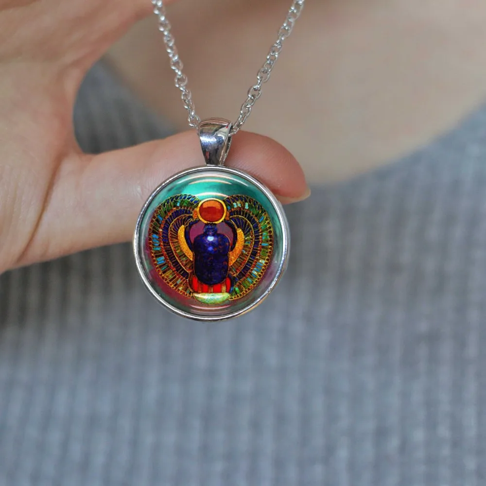 Ожерелье с подвеской скарабей ожерелье из стекла и | Украшения аксессуары