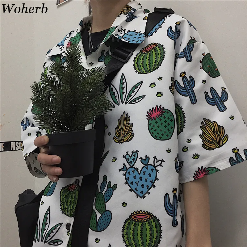 Woherb Женская и мужская забавная блузка с принтом гамбургера модная уличная Рубашка летняя Свободная блуза Camisas Mujer 21979