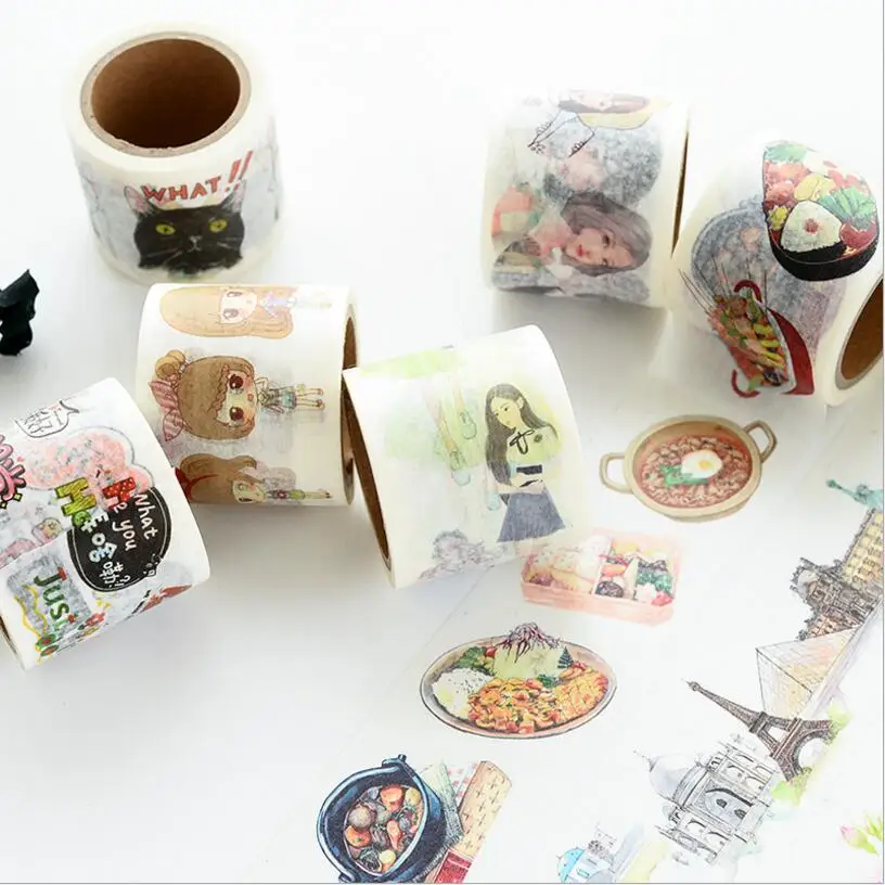 Креативная маленькая свежая Акварельная лента для девочек 40 мм * 7 м Васи клейкая