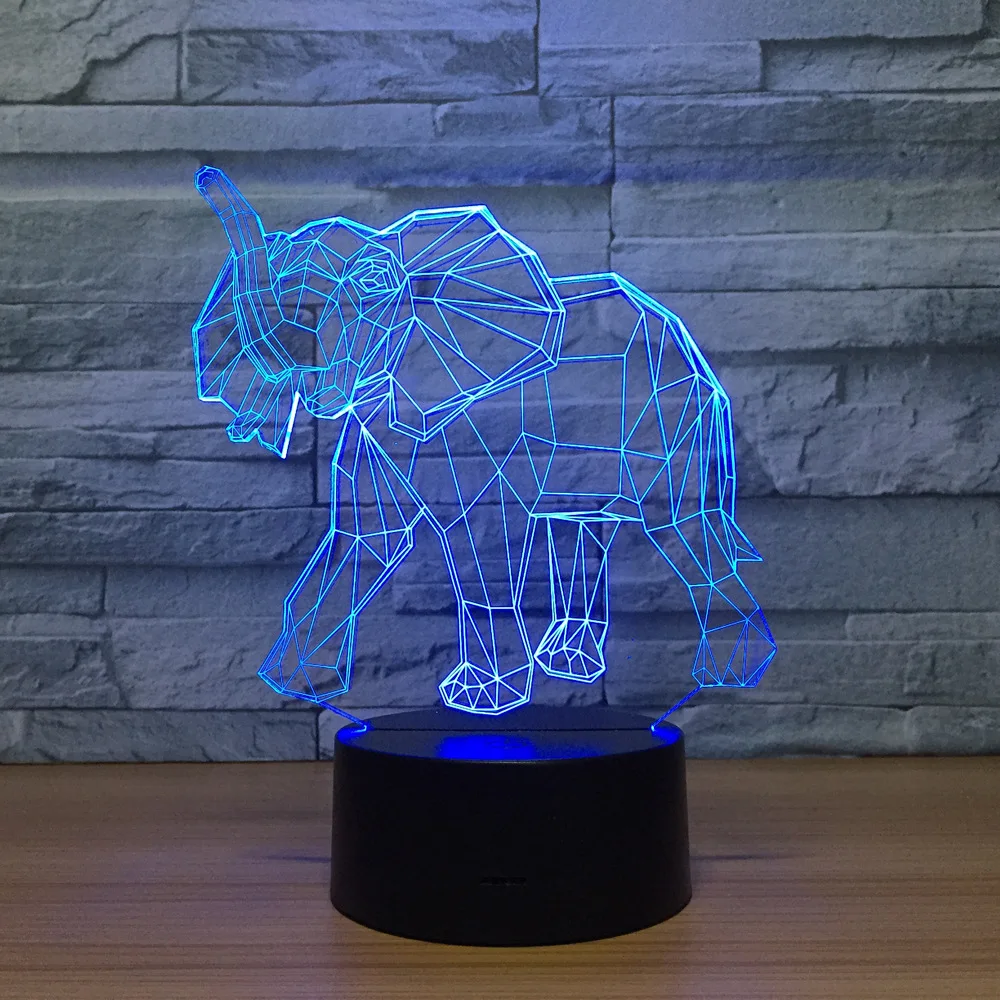 Оптовая Продажа Маленький слон 3d ночник цветной пульт дистанционного управления