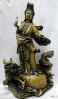 2016 china brass copper buddhism dragon kwan yin guanyin buddha sculpture statue