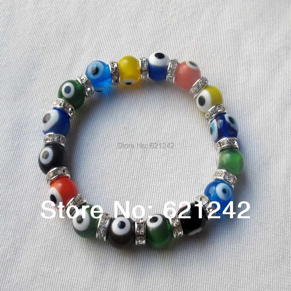 12 шт./лот разноцветный браслет в стиле панк с изображением сглаза модные браслеты