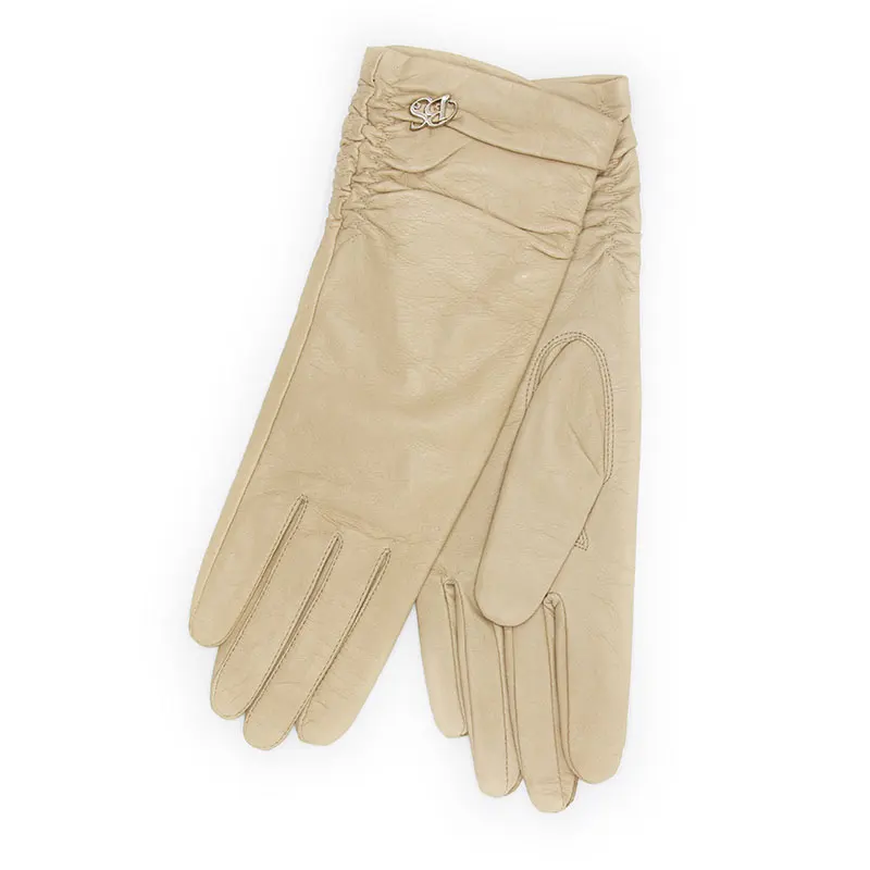 Light yellow Перчатки из овчины женские перчатки осень зима плюс бархатные теплые ветрозащитные кожаные перчатки для верховой езды специальные перчатки - Цвет: Light yellow
