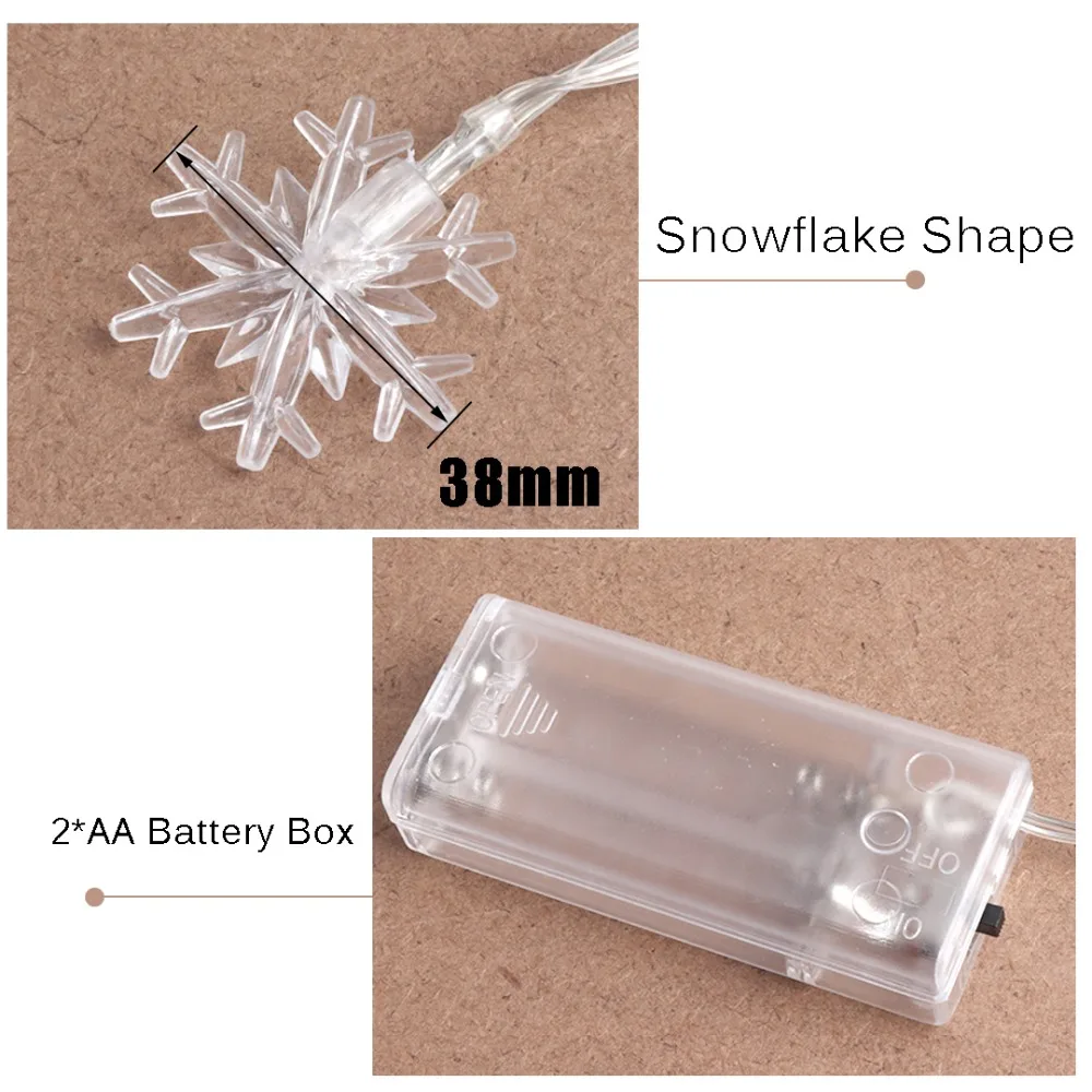 

LED Garland Holiday Light Christmas String Light 10 Snowflake Fairy Gift Lanterns Wedding Party Bedroom Decoration HQ