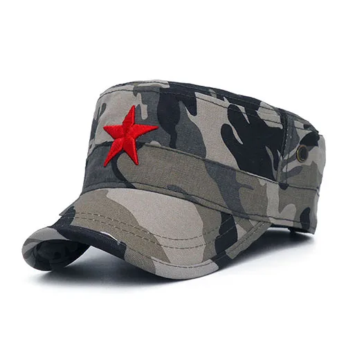 Camouflage Модная Военная Кепка с красной звездой, вышитые плоские шапки, армейская Кепка, уличная Солнцезащитная повседневная спортивная тактическая Кепка s, немецкая Кадетская Военная Кепка s - Цвет: Camouflage