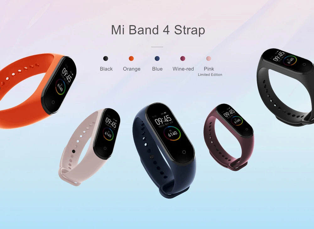Xiaomi Mi ремешок, 4 ремешка, ТПУ, черный, оранжевый, розовый, синий, винный, красный браслет для Xiaomi Mi, 3, 4, NFC, умный Браслет