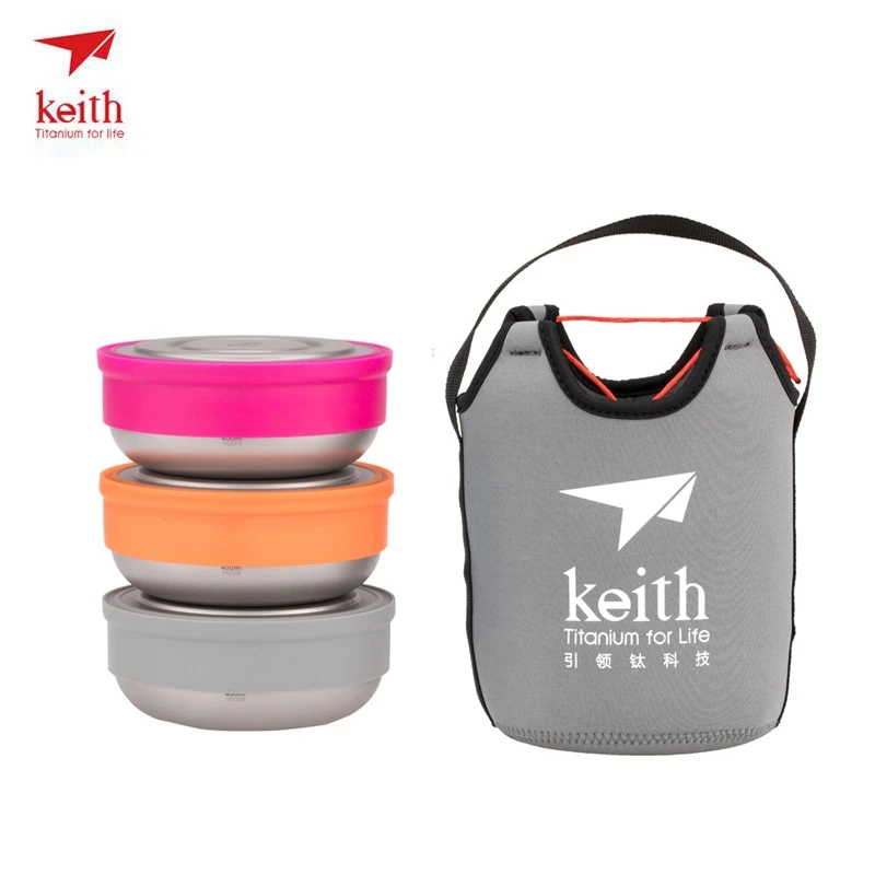 Keith контейнер для хранения еды термальные Ланч-боксы из чистого титана Bento Box Портативный для пикника с набором посуды сумка 1.2L Ti5378