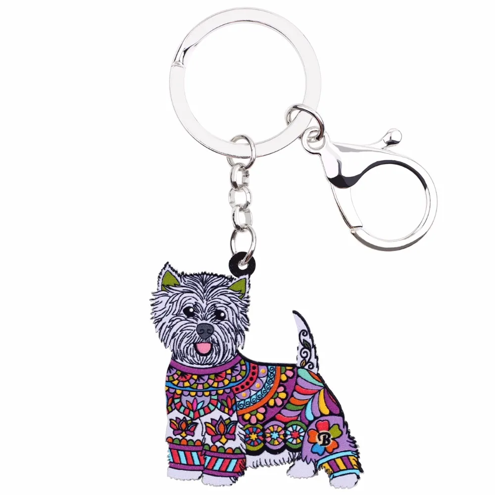 Акриловые аниме ювелирные изделия Bonsny брелок West Highland White Terrier для женщин и девушек