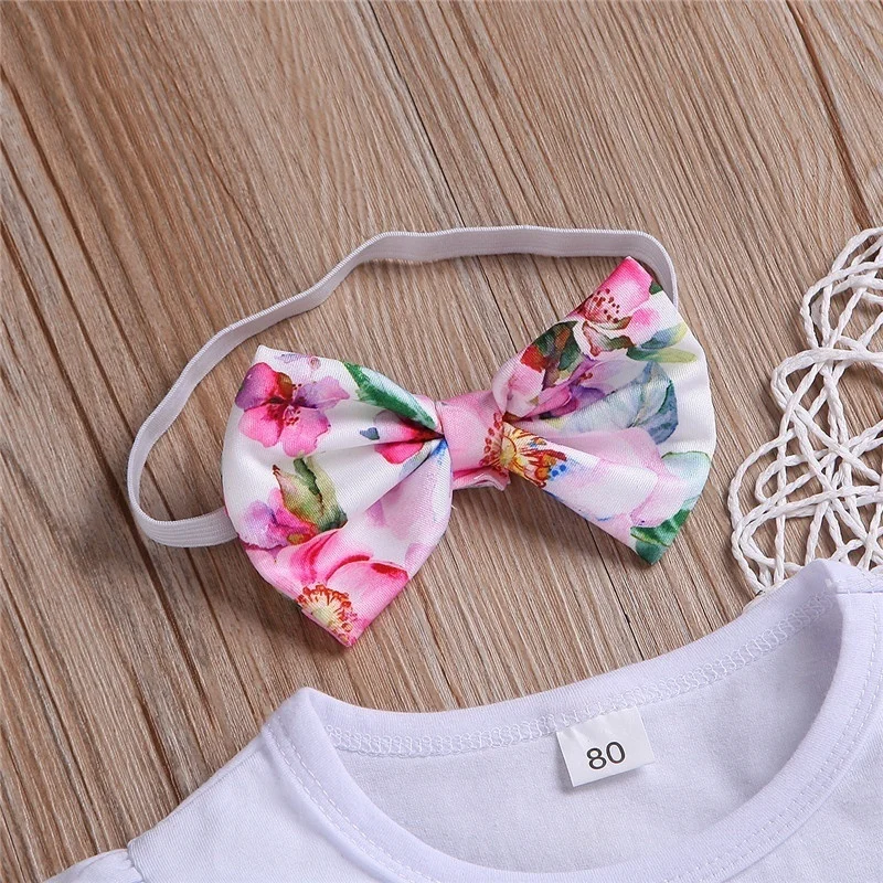 Newborn Baby Girl Mama Is My Bestie Cute Letter Printed Ruffle Long Sleeve Romper Floral Pants with Waist Bowknot Outfits | Детская