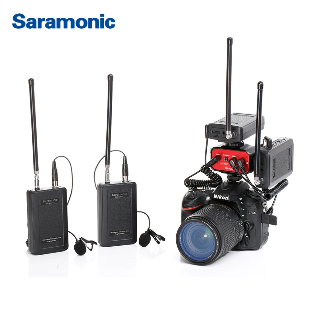 Saramonic беспроводной VHF петличный микрофон комплект с 2 передатчиками 2 приемниками 1 2-канальный аудио микшер для DSLR камеры