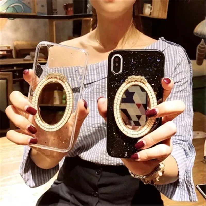 Зеркальный чехол для телефона iPhone 11 Pro MAX 6 6s 7 8 plus X XS XR Алмазный жемчуг цветок