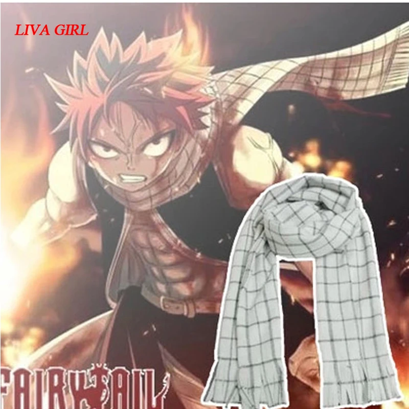 

LIVA GIRL FAIRY TAIL Scarf Natsu Dragneel Scarves about 180cm length Double Fabric High Quality Don't drop wires