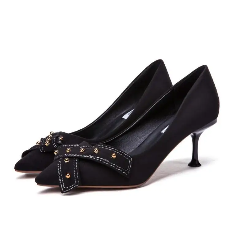 Зеленые черные замшевые женские туфли на высоком каблуке с шипами перекрестной
