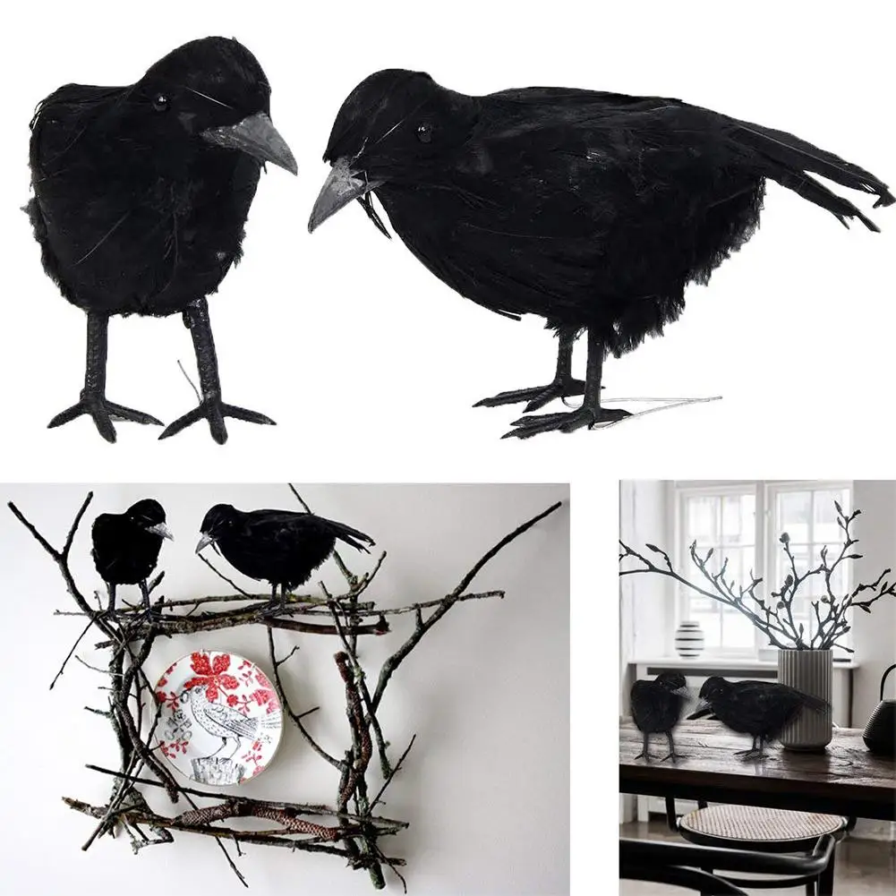 Adeeing Handmade Mini Realistic Crows Props Perfect Halloween Scene Decoration | Дом и сад