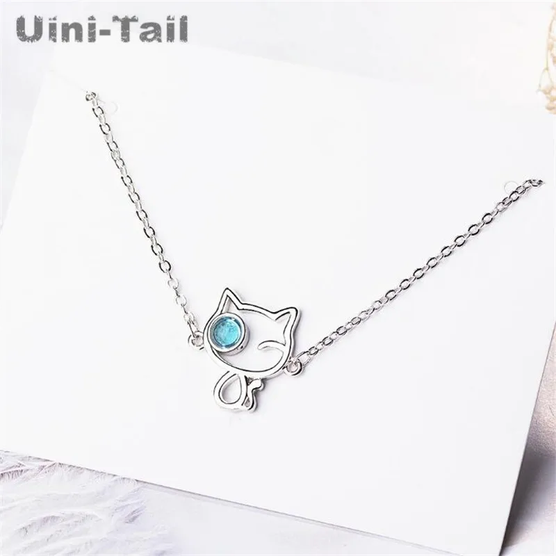 Uini-Tail 2019 новый список 925 Стерлинговое Серебро Кот браслет ниша дизайн синий