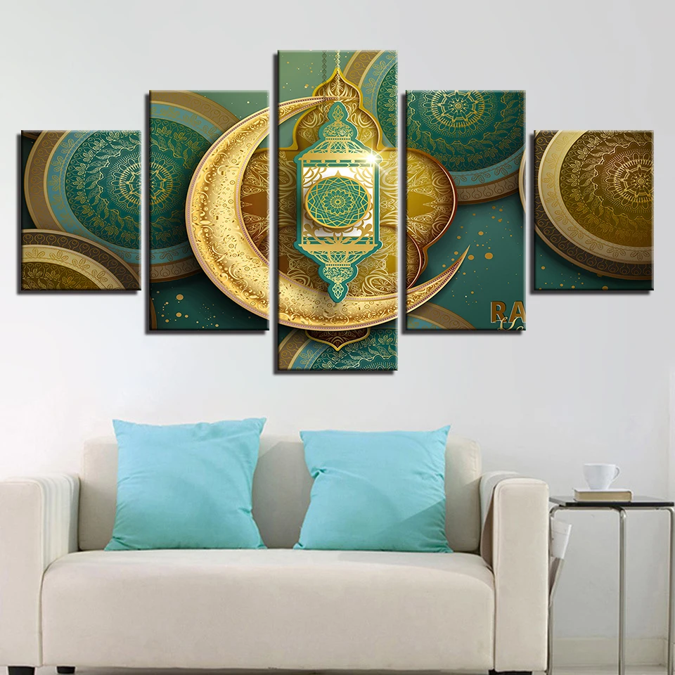 Wall Art Картины 5 шт. HD с исламский мусульманский мечеть Рамадан плакат холст