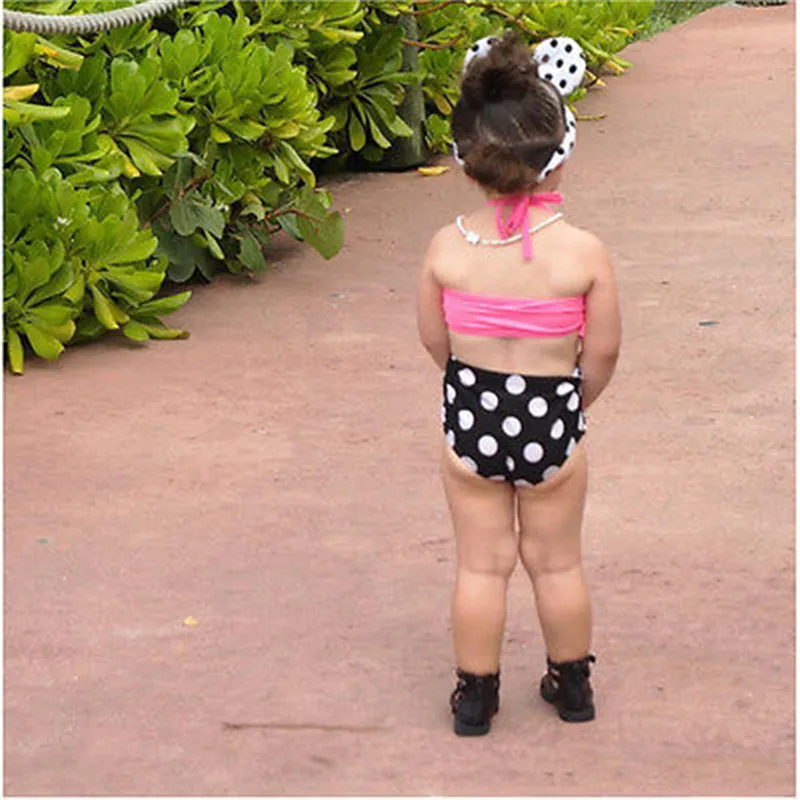 Купальник для маленьких девочек 3 шт. летнее розово красное бикини без рукавов +