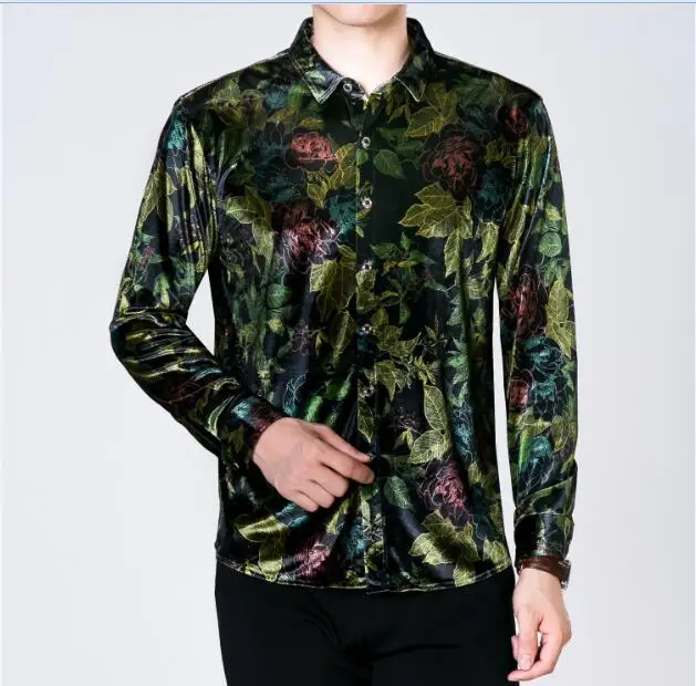 Высококачественные осенние и зимние мужские рубашки с цветочным принтом