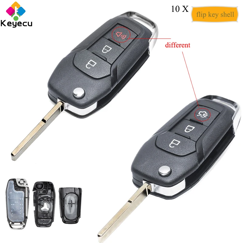 KEYECU 10 шт./лот откидная оболочка ключа дистанционного управления чехол с 2 + 1/2