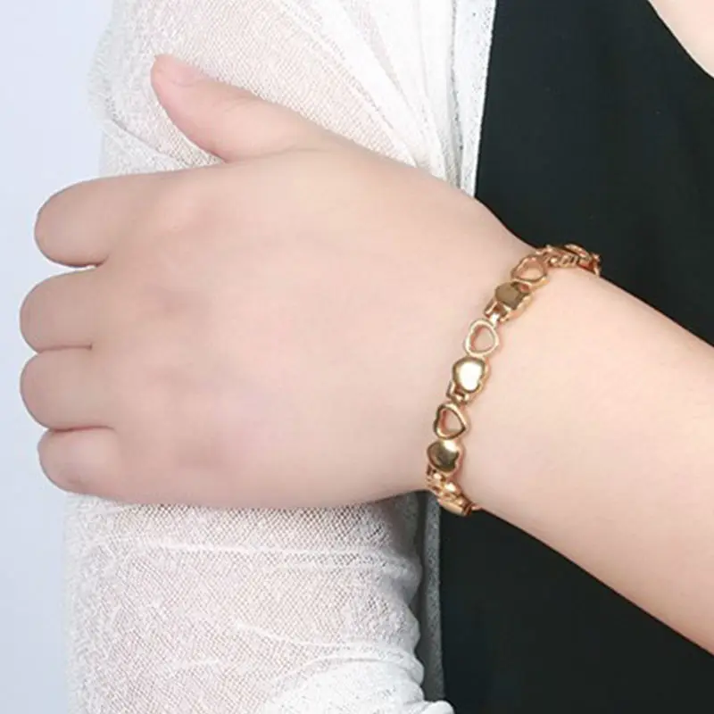 Женский Золотой роскошный браслет для женщин магнитный из нержавеющей стали