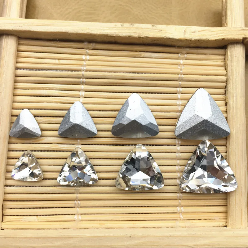 Pointback Trianglar Shape Glass Crystal Rhinestones White Various Size Clear DIY Nail Art/Phone DIY/Clothing Accessories | Дом и сад