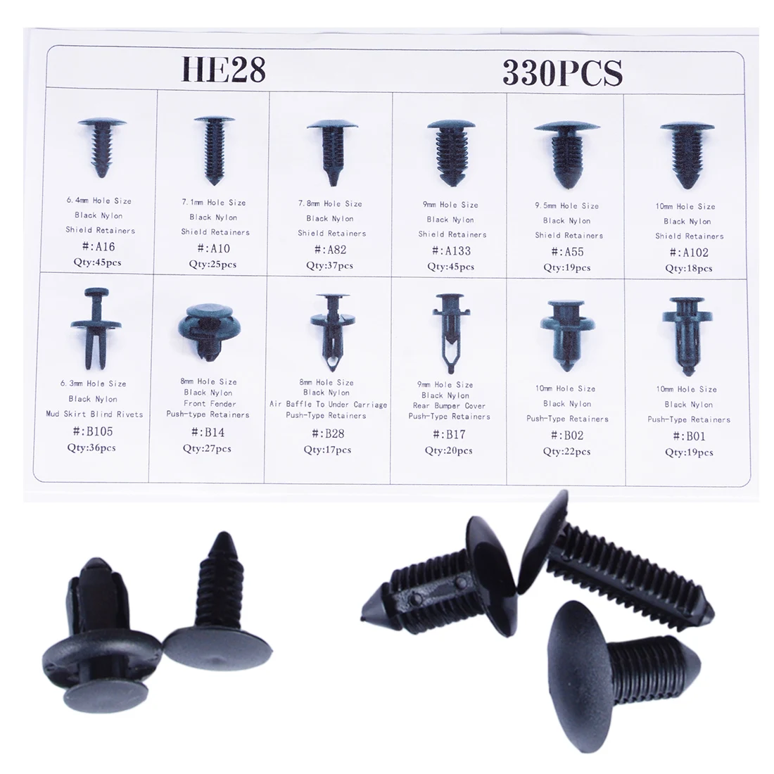 

Dewtreetali Car Bumper Fenders Clip Fastener 330pcs Mixed Auto Door Panel Fixed Retainer Rivet Universal For Honda Toyota 12 Siz