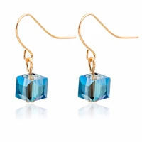 6 fashion colors cubic rhinestone clear pendnat golden hook dangle earrings for women dangle earrings