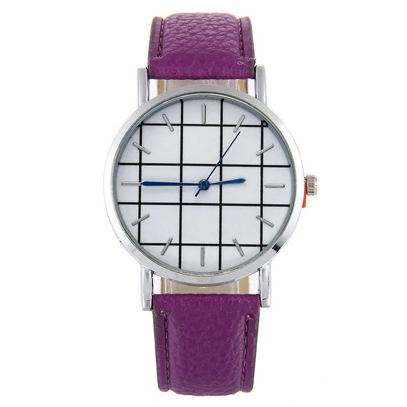 Мужские часы в клетку с кожаным ремешком модные женские кварцевые студенческие