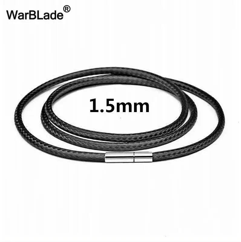 Black 1.5mm 1 мм-3 мм черный кожаный шнурок для подвески вощеный шнур с вращающаяся Пряжка из нержавеющей стали для DIY ожерелья ювелирных изделий 3 шт - Цвет: Black 1.5mm