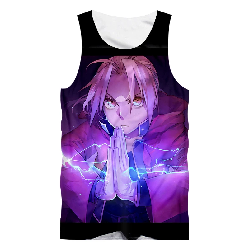 OGKB аниме топы летние мужские крутые принты Эдварда Элрика 3d майка Мужская хип-хоп