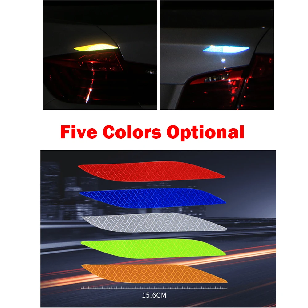 2PCS Car Reflective Stickers Motorcycle Bicycle Anti-Collision Warning Safety Sticker Water-Resistant Decorative Paster | Автомобили и