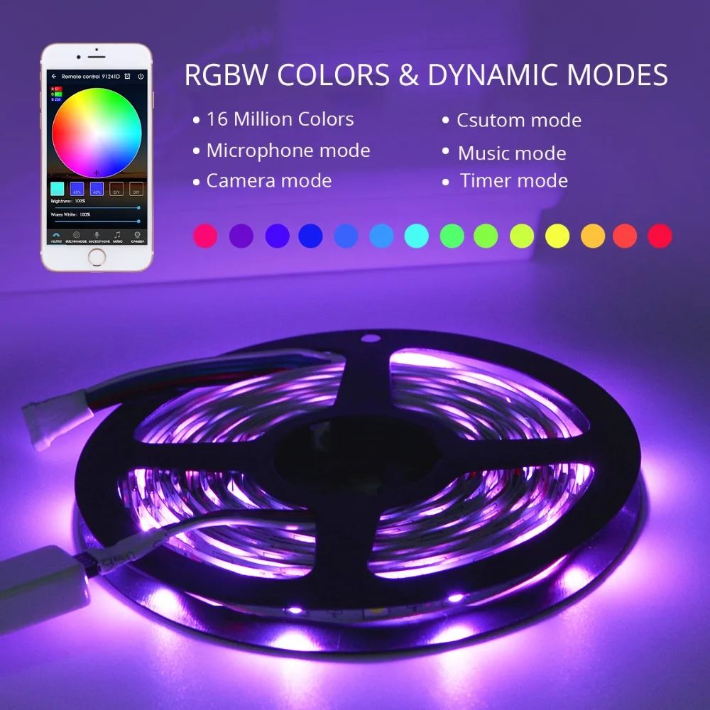 WIFI СВЕТОДИОДНАЯ лента SMD 5050 RGB RGBW RGBWW 5 м беспроводной контроль светодиодная