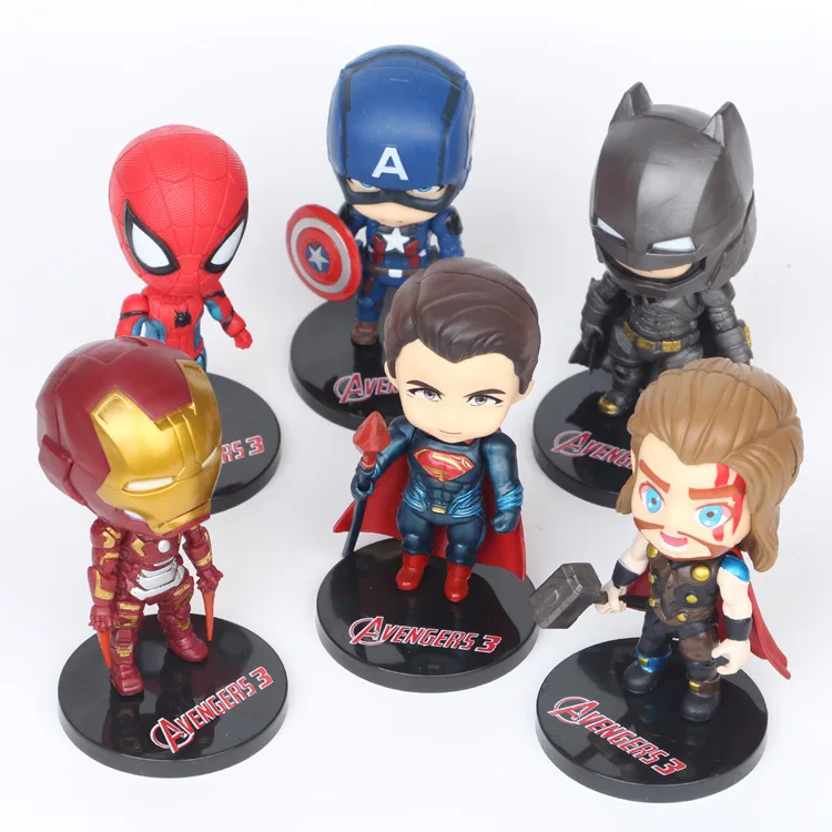 6 pcs avenger action figures for kids cute Iron man spider cake decorations movie and video cartoon baby toys | Игрушки и хобби