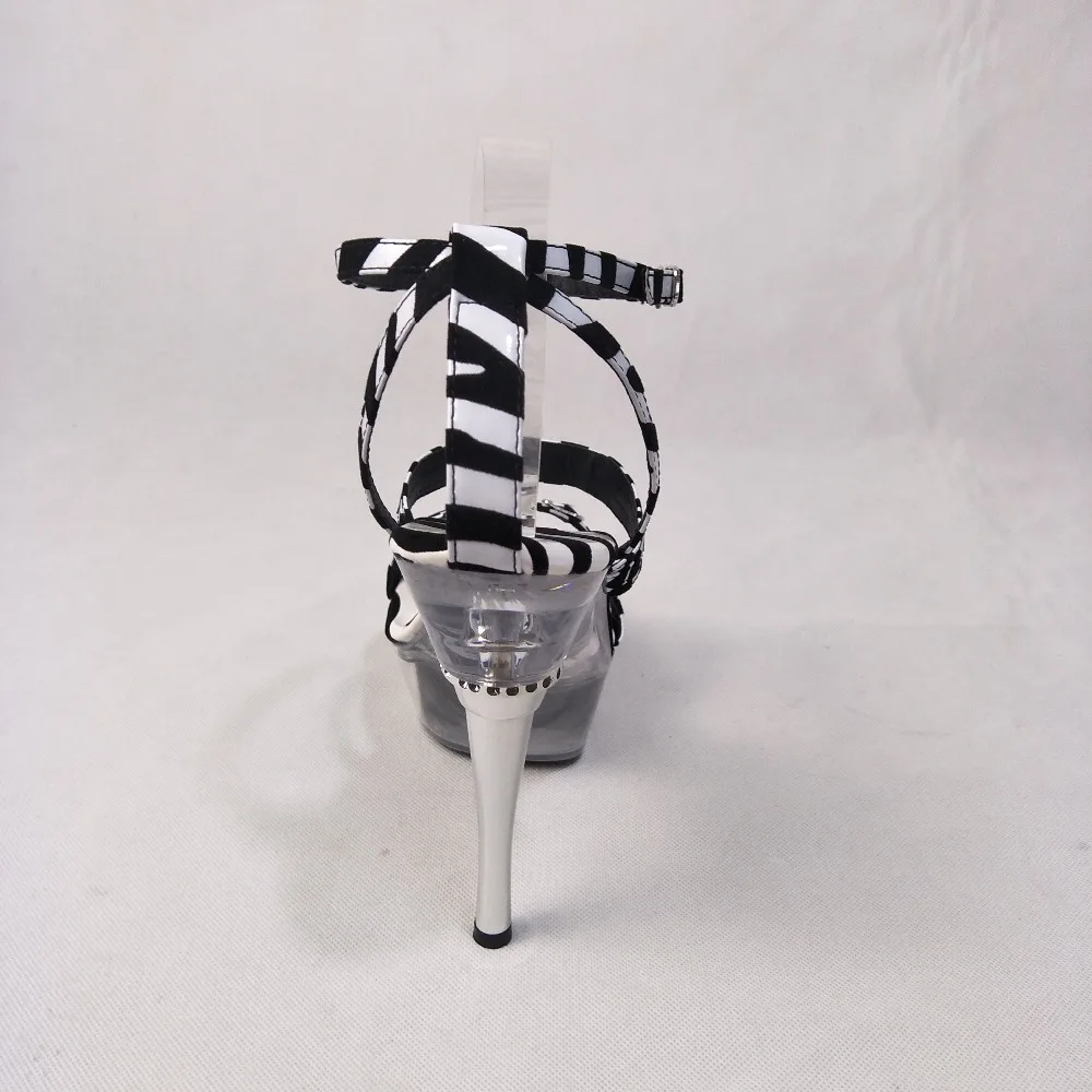 Соблазнительные босоножки 15 см с классическим принтом зебры обувь на ультра
