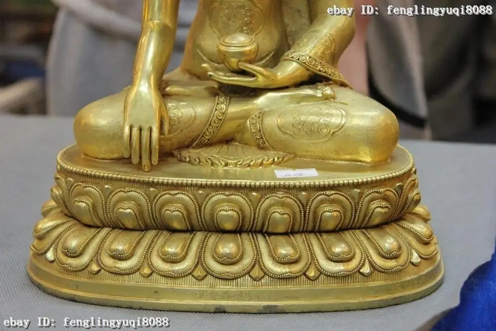 Тибетский старый чистый бронзовый медный Золотой Позолоченный Восемь Сокровищ