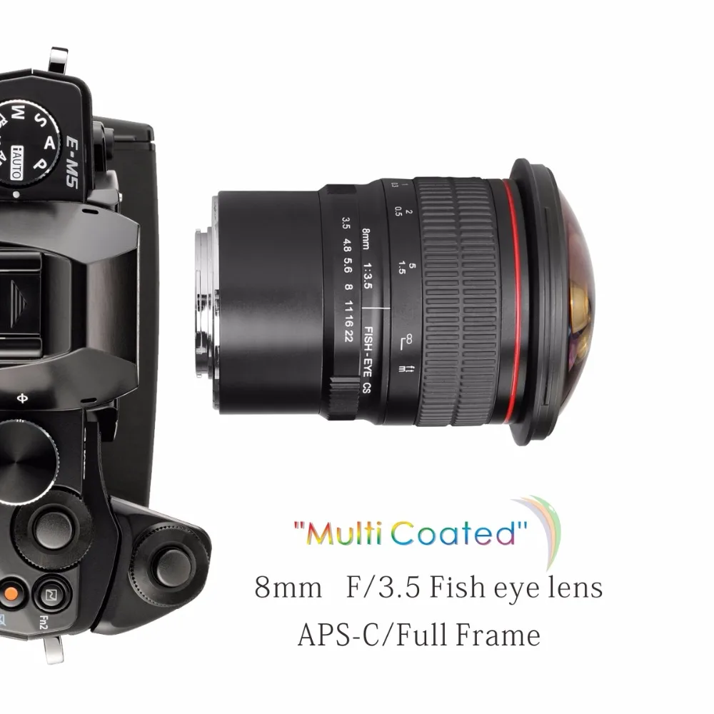 Объектив рыбий глаз Meike 8 мм f/3 5 для камер Olympus Panasonic M4/3 GX50 GX80 GH5 GH8 G85 с APS-C/полной
