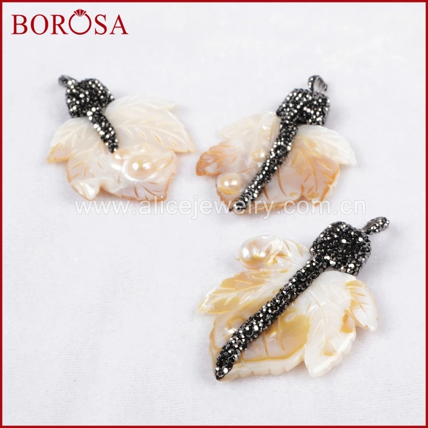 BOROSA 5 шт. ювелирные изделия Druzy натуральный корпус резной лист подвеска стразы