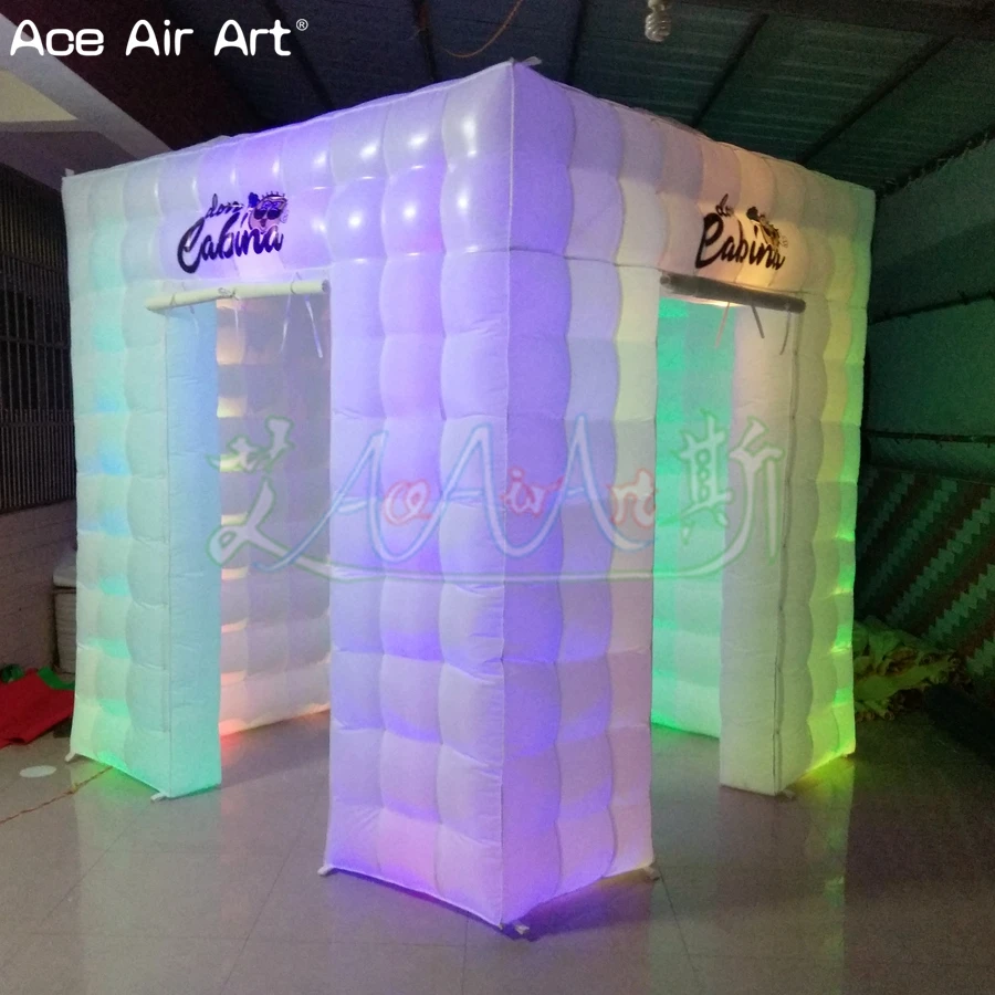 

Factory Price Glowing Cabina Portable Inflatable Photo Booth Cubic Funny Entertainment Station with Door Curtains for Spain