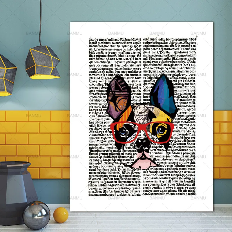 

Nordic Animals Eyes Dog Vintage Dictionary Art Print Poster Wall Art Picture Canvas Painting Kids Room Decor No Frame