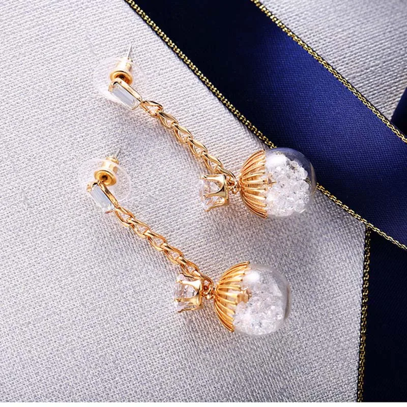 Европейские и американские романтические Висячие серьги для женщин золотистого