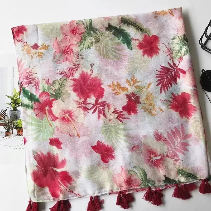 

Spain Luxury Brand Floral Tassel Viscose Scarf,head scarf,Women Print Shawls and Wraps,floral hijab,Muslim Hijab 180*90cm,cape