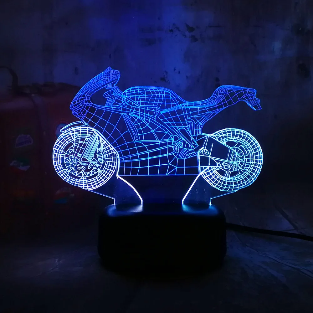 Новый двойной смешанный цветной крутой Мотоцикл 3D светодиодный ночной