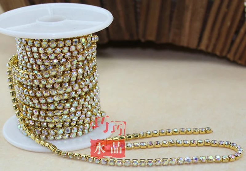 1 ярд 2 мм хрустальные стразы цепочка сделай сам ПРИШИТАЯ золото/серебро базовая